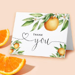 Cartão De Agradecimento Laranjas, Ramificação Floral, Mão Escrita<br><div class="desc">Obrigado aos seus convidados por virem à vossa ocasião,  seja um chá de fraldas ou um aniversário. Adicione sua mensagem no verso ou deixe-a vazio e mande uma mensagem para seus convidados.</div>