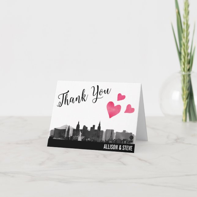 Cartão De Agradecimento Las Vegas City Skyline Wedding Thank You Card (Frente)
