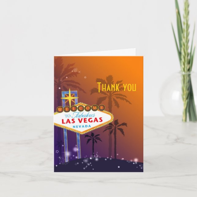 Cartão De Agradecimento Las Vegas Destination Wedding Thank You Card (Frente)