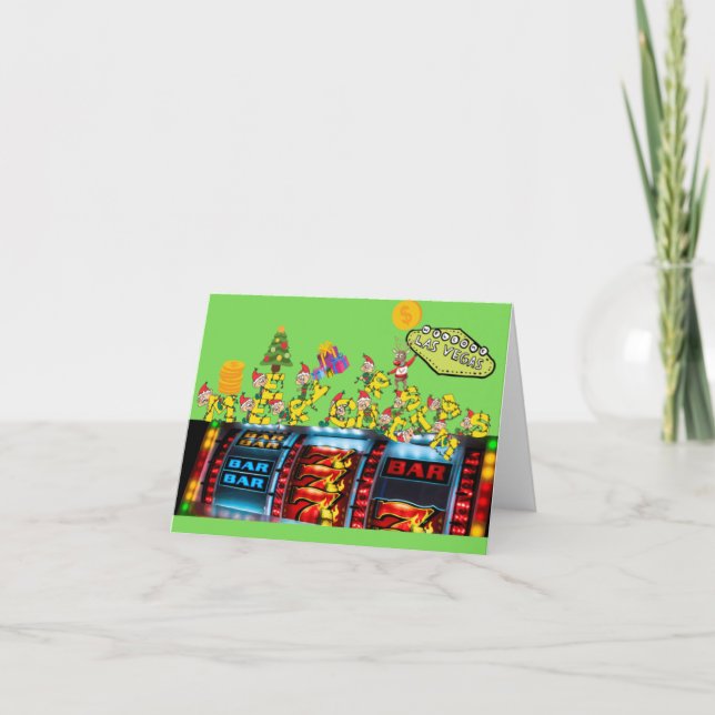 Cartão De Agradecimento Las Vegas Elves Merry Christmas Cards (Frente)