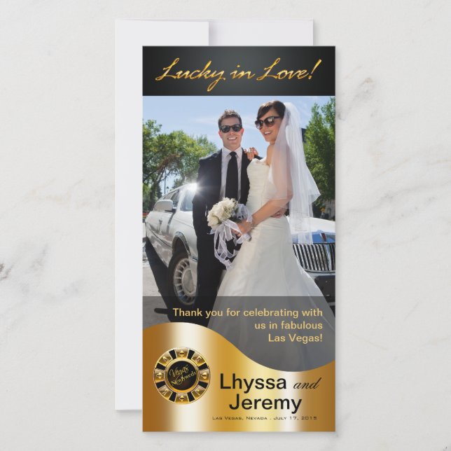 Cartão De Agradecimento Las Vegas Lucky in Love Obrigado Black/gold (Frente)