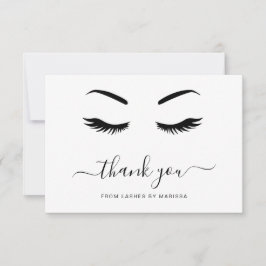 Cartão De Agradecimento Lashes a empresa mínima de preto e branco elegante