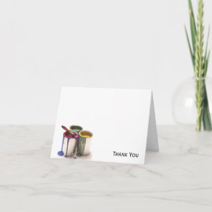 Cartão De Agradecimento Latas de Tinta em Amarelo Verde Vermelho