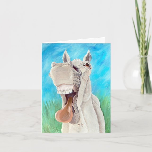 Cartão De Agradecimento Laughing Horse Folded Card (Frente)