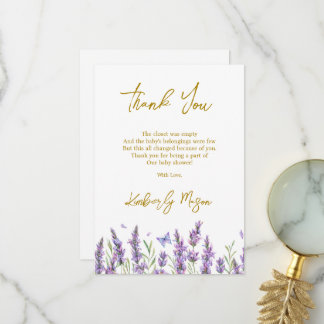 Cartão De Agradecimento Lavanda | Chá de Bebê Baby in Bloom