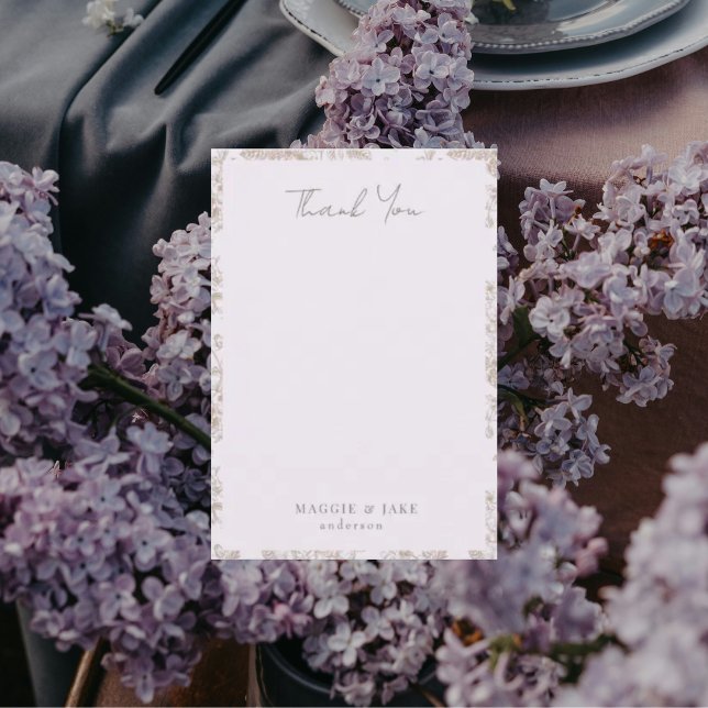 Cartão De Agradecimento Lavanda Chinoiserie Elegante Casamento Obrigado (Criador carregado)