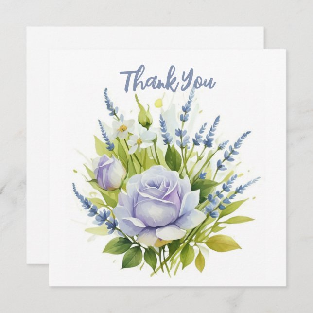 Cartão De Agradecimento Lavanda de aquarelas Flores selvagens (Frente/Verso)