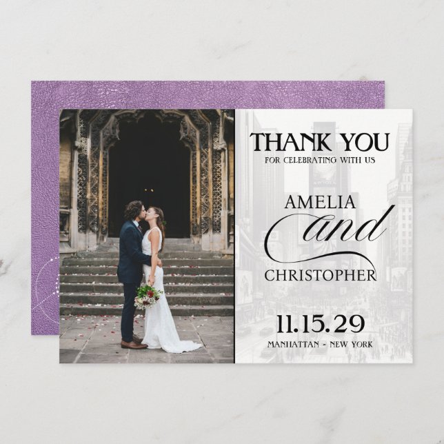 Cartão De Agradecimento Lavanda do Nova Iorque Passport (Frente/Verso)