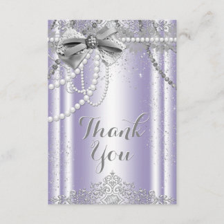 Cartão De Agradecimento Lavanda e pérola de Cinza Obrigado
