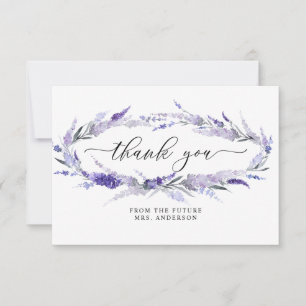 Cartão De Agradecimento Lavanda Elegante Floral Lilac Mauve