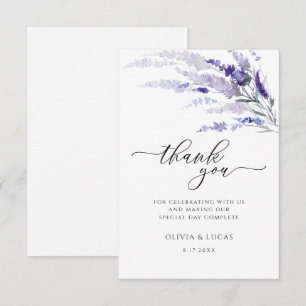 Cartão De Agradecimento Lavanda Floral Casamento de Flor Botânica Lilac
