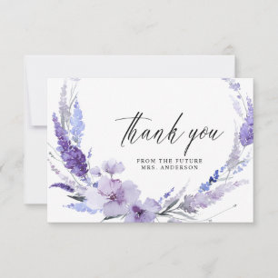 Cartão De Agradecimento Lavanda Floral Lilac Mauve Elegante Chá de panela