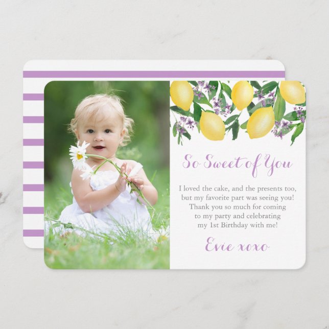 Cartão De Agradecimento Lavanda Lemons Foto de Festa de aniversário de Men (Frente/Verso)