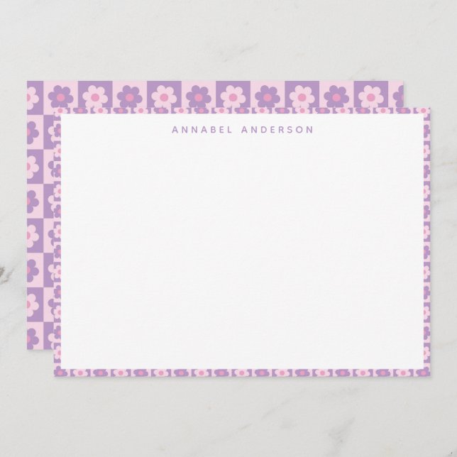 Cartão De Agradecimento Lavanda rosa - Verificação de Flor Roxo Personaliz (Frente/Verso)