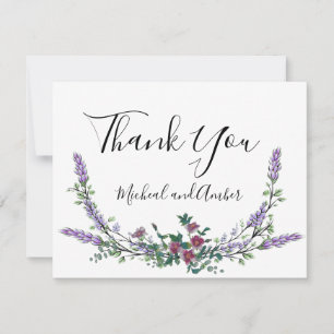 Cartão De Agradecimento Lavanda, Rosa vermelha e Eucalyptus