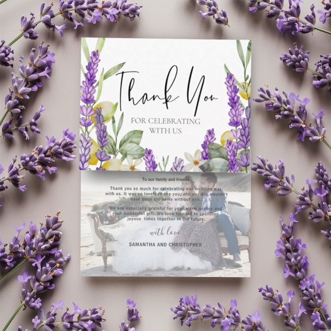 Cartão De Agradecimento Lavanda rustica e casamento com limões Obrigado (Criador carregado)