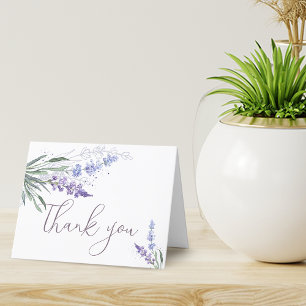 Cartão De Agradecimento Lavandas em Aquarela Elegante em Branco