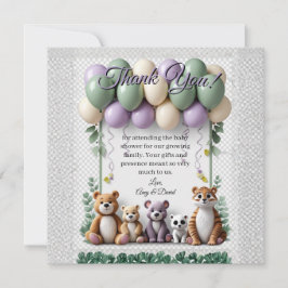Cartão De Agradecimento Lavender and Green Baby Shower Flat Thank You Card