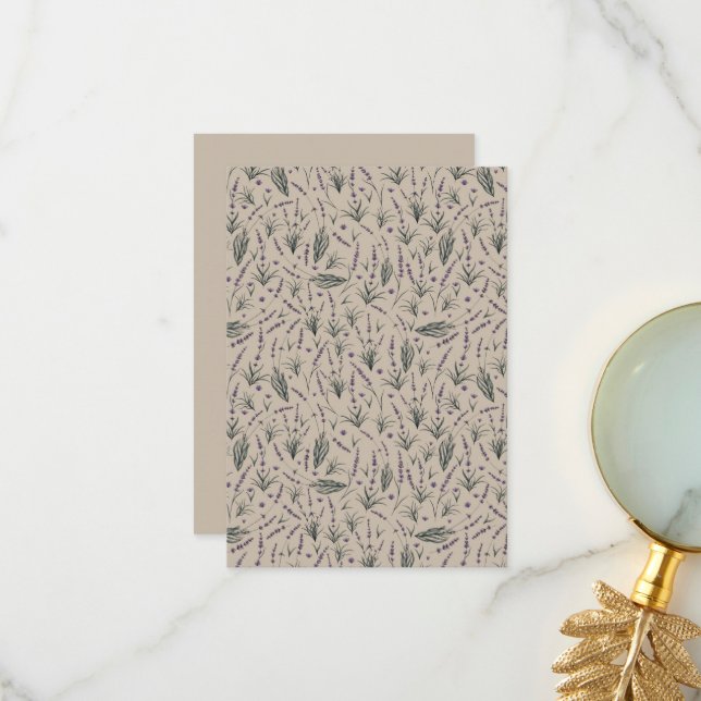 Cartão De Agradecimento Lavender Botanical Pattern Flat Thank You Card (Frente/Verso In Situ)