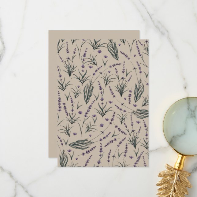 Cartão De Agradecimento Lavender Botanical Pattern Thank You Card (Frente/Verso In Situ)