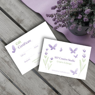 Cartão De Agradecimento Lavender Business Branding Gift Certificate