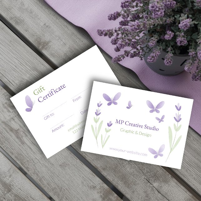 Cartão De Agradecimento Lavender Business Branding Gift Certificate (Criador carregado)