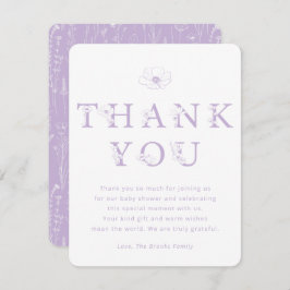 Cartão De Agradecimento Lavender Floral Thank You Card | Baby Shower