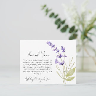 Cartão De Agradecimento Lavender Funeral Thank You Card Bereavement 