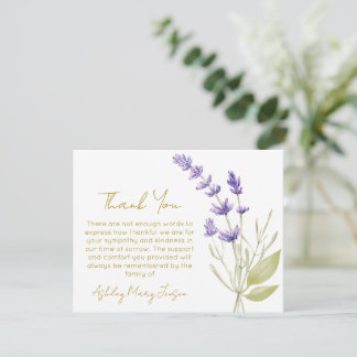Cartão De Agradecimento Lavender Funeral Thank You Card Bereavement 