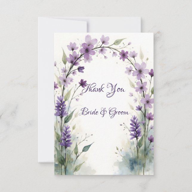 Cartão De Agradecimento Lavender & Lilac Floral Arch Photo Thank you Card (Frente)