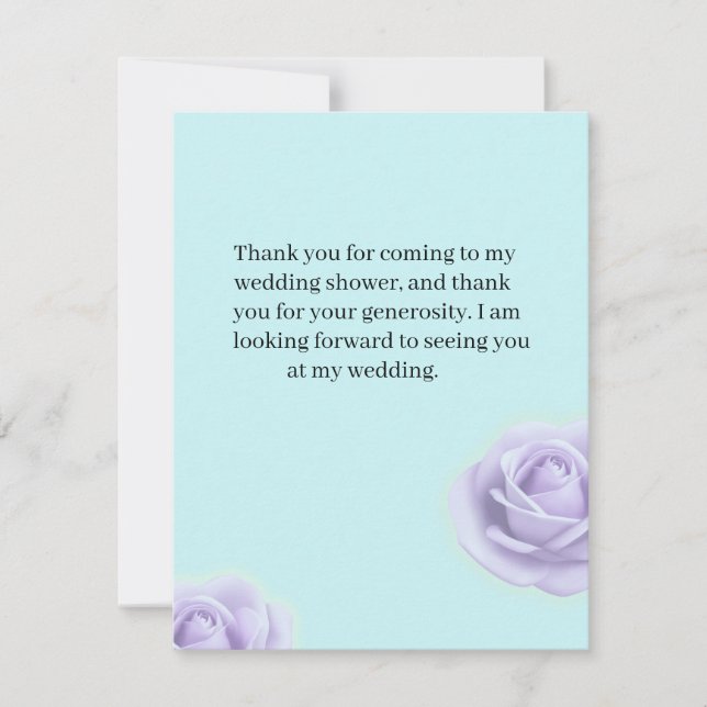 Cartão De Agradecimento Lavender Rose Wedding Shower Thank You Note (Frente)