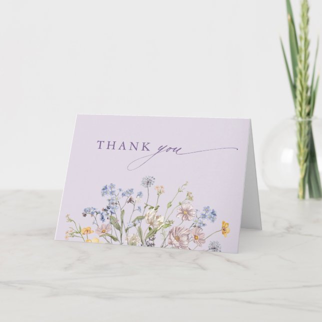 Cartão De Agradecimento Lavender Spring Wildflower Meadow Garden Wedding (Frente)