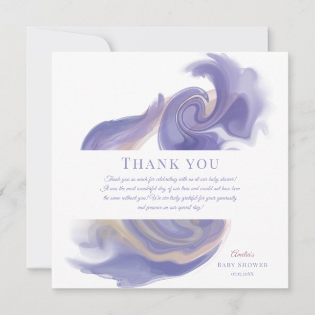 Cartão De Agradecimento Lavender Watercolor Abstract Birthday (Frente)