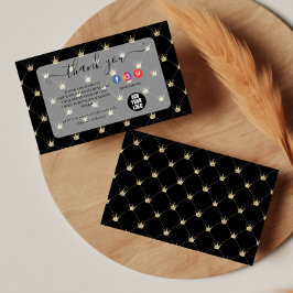 Cartão De Agradecimento Layout de Coroa de Ouro Preto Sofisticado