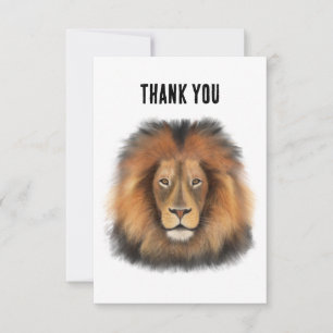 Cartão De Agradecimento leão aquarela Leo rei safari animal selva gato