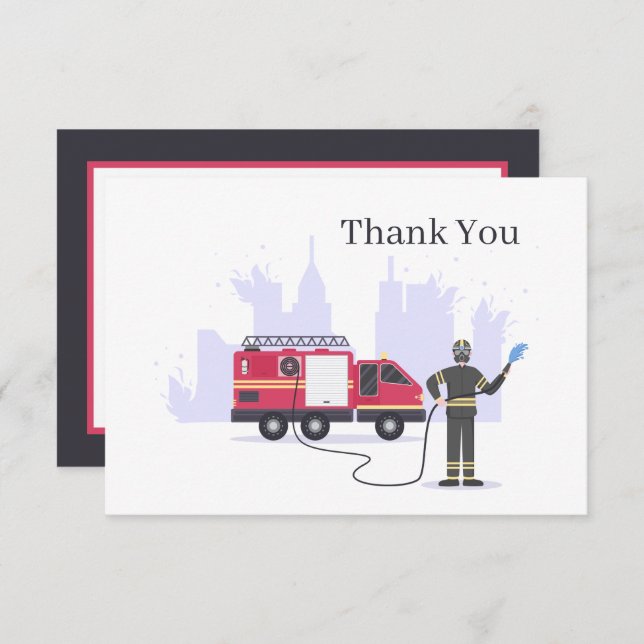 Cartão De Agradecimento legal bombeiro adiciona sentimentos  (Frente/Verso)