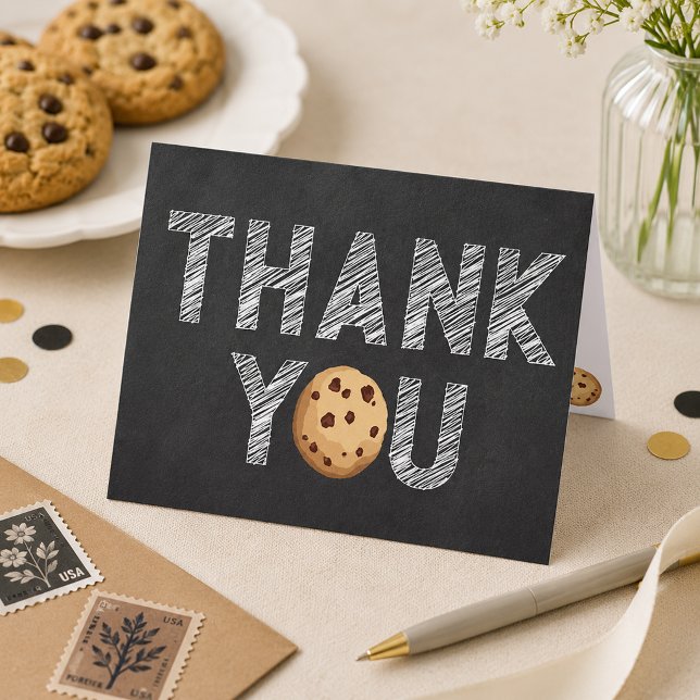 Cartão de Agradecimento Leite & Biscoitos – Quadro (Chocolate Chip Cookie Thank You Card)