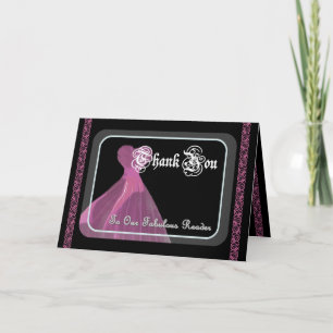 Cartão De Agradecimento Leitor de Casamento OBRIGADO - Vestido Roxo e Rend
