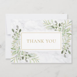 Cartão De Agradecimento Lembrança Funerária de Mármore Verde Elegante Dour