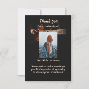 Cartão De Agradecimento Lembrança Memorial Obrigado Música Guitarra