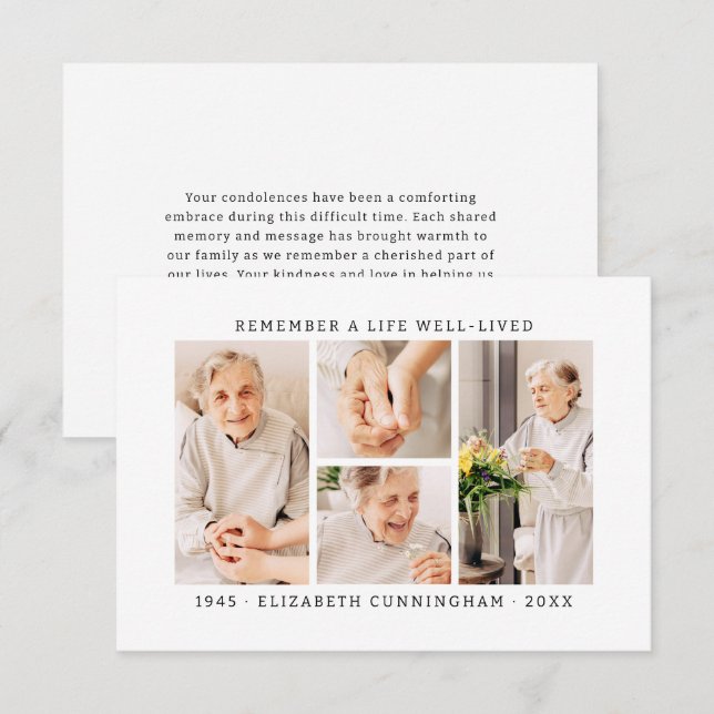 Cartão De Agradecimento Lembre-Se De Uma Colagem De Fotografias Simples E  (Frente/Verso)