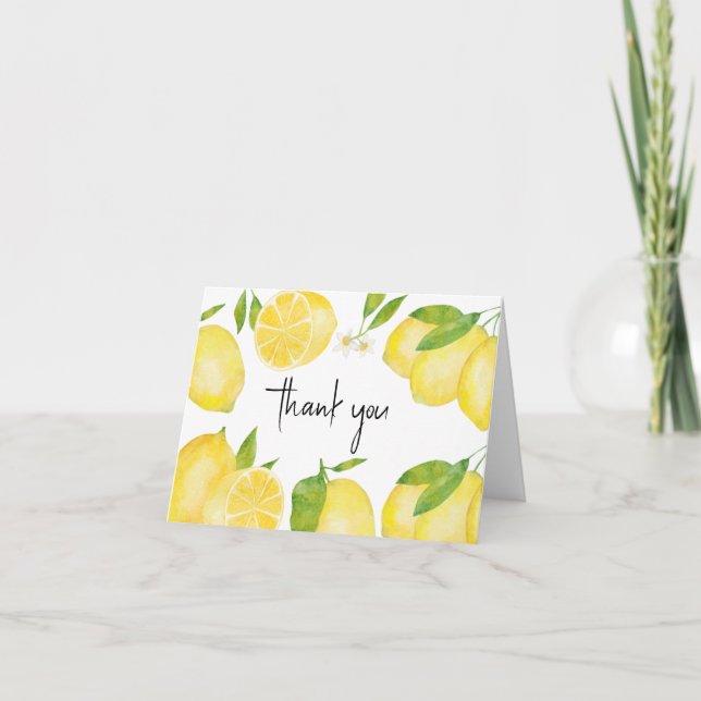 Cartão De Agradecimento Lemon Baby Shower Thank You Card (Frente)