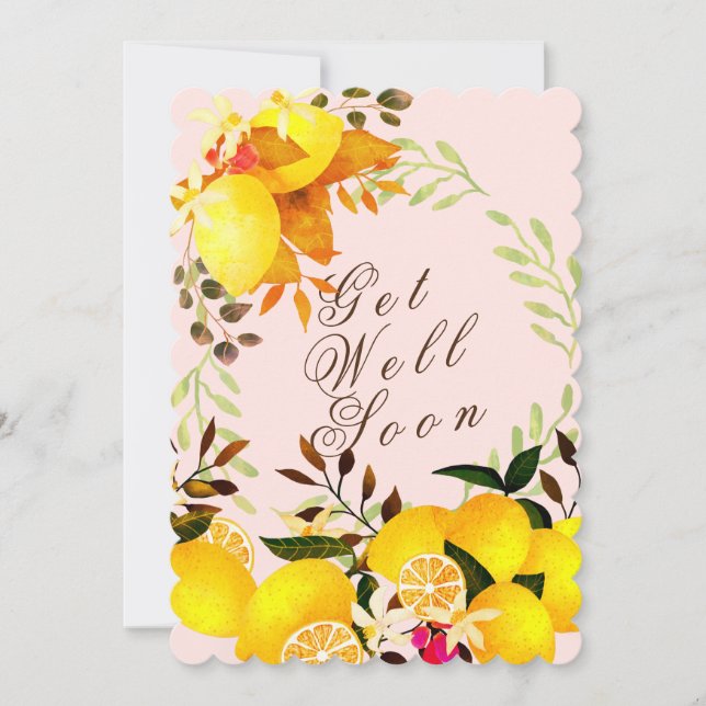 Cartão De Agradecimento Lemon Beige Consiga Bem Em Breve (Frente)
