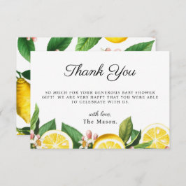 Cartão De Agradecimento Lemon Citrus Obrigado Chá de fraldas De Verão