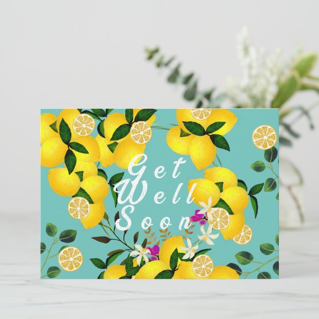 Cartão De Agradecimento Lemon Days Aqua (Em pé/Frente)