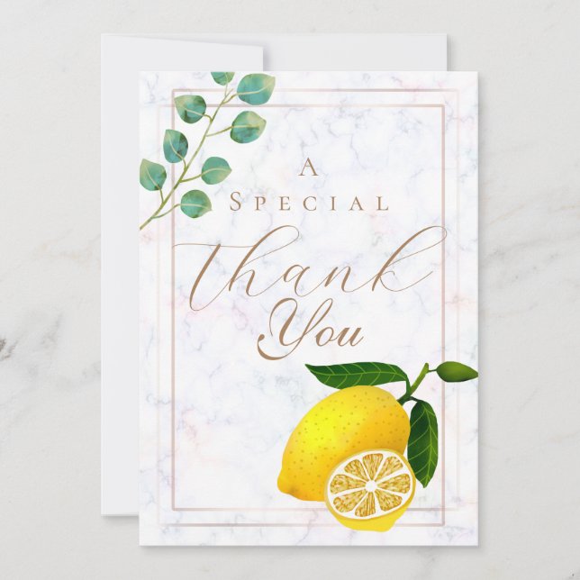 Cartão De Agradecimento Lemon Marble Obrigado (Frente)