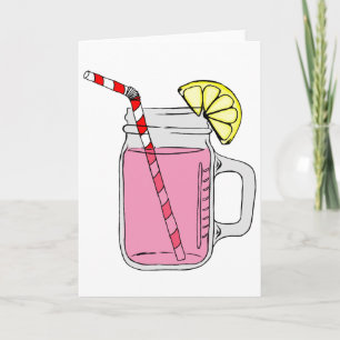 Cartão De Agradecimento Lemonade Mason Jar Rosa
