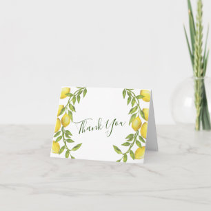 Cartão De Agradecimento Lemons Wreath & Greenery Watercolor