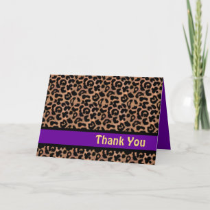 Cartão De Agradecimento Leopard Pattern Purple Stripe Doce 16 OBRIGADO