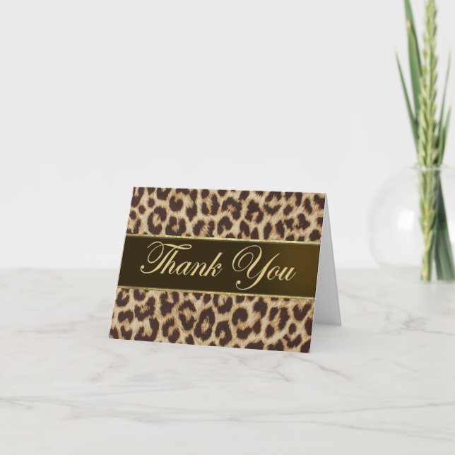 Cartão De Agradecimento Leopard Print Thank You Card (Frente)